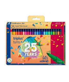 Staedtler Triplus Color 323 Pack de 25 Rotuladores de Punta Fina - Trazo 1mm Aprox - Tinta Base de Agua - Colores Surtidos