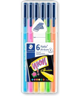 Staedtler Triplus Color 323 Pack de 6 Rotuladores de Punta Fina - Trazo 1mm Aprox - Tinta Base de Agua - Colores Surtidos