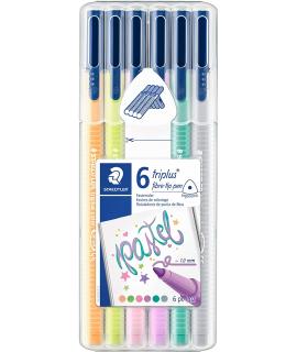 Staedtler Triplus Color 323 Pack de 6 Rotuladores de Punta Fina - Trazo 1mm Aprox - Tinta Base de Agua - Colores Surtidos