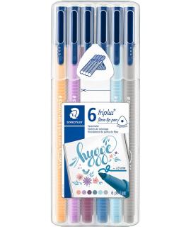 Staedtler Triplus Color 323 Pack de 6 Rotuladores de Punta Fina - Trazo 1mm Aprox - Tinta Base de Agua - Colores Surtidos