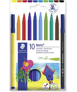 Staedtler 326 Pack de 10 Rotuladores Punta de Fibra - Trazo 1.0mm Aprox - Resistente a la Presion - Tinta a Base de Agua Antisec