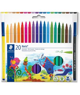 Staedtler 326 Pack de 20 Rotuladores Punta de Fibra - Trazo 1.0mm Aprox - Resistente a la Presion - Tinta a Base de Agua