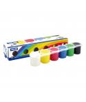 Milan Pack de 6 Botes de Tempera 25ml + 1 Pincel Serie 101 - Secado Rapido - Mezclable - Colores Surtidos