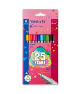 Staedtler Triplus Fineliner 334 Pack de 10 Rotuladores de Punta Fina - Trazo 0.3mm Aprox - Tinta Base de Agua - Colores Surtidos