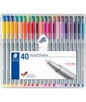 Staedtler Triplus Fineliner 334 Pack de 40 Rotuladores de Punta Fina - Trazo 0.3 mm Aprox - Tinta Base de Agua - Colores Surtido