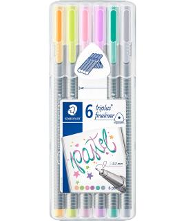 Staedtler Triplus Fineliner 334 Pack de 6 Rotuladores de Punta Fina - Trazo 0.3mm Aprox - Tinta Base de Agua - Colores Surtidos