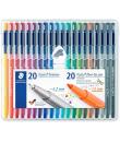 Staedtler Triplus Pack de 20 Rotuladores de Punta Fina 0.3mm + 20 Rotuladores de Punta Fibra 1mm - Capuchon con Clip - Colores