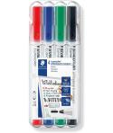 Staedtler Lumocolor Whiteboard Compact 341 Pack de 4 Marcadores para Pizarra - Secado Rapido - Colores Surtidos