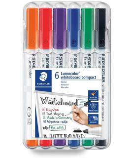 Staedtler Lumocolor 341 Pack de 6 Marcadores para Pizarra - Secado Rapido - Colores Surtidas