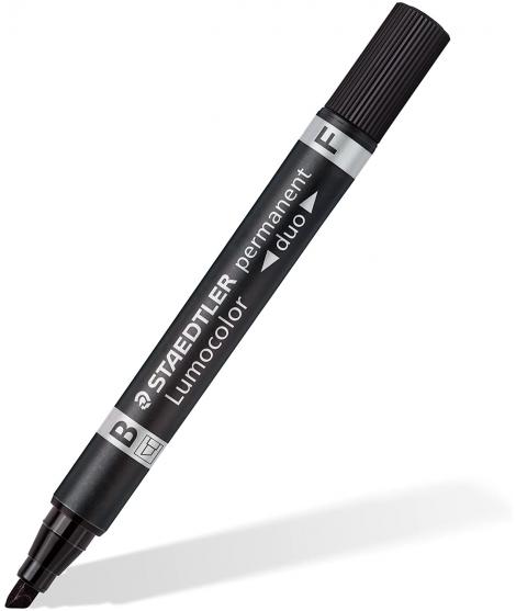 Staedtler Lumocolor 348 Rotulador Permanente de Doble Punta - Secado Rapido - Color Negro