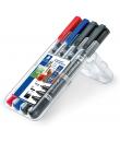 Staedtler Lumocolor 348 Pack de 4 Rotuladores Permanentes de Doble Punta - Secado Rapido - Colores Surtidos