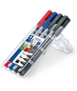 Staedtler Lumocolor 348 Pack de 4 Rotuladores Permanentes de Doble Punta - Secado Rapido - Colores Surtidos