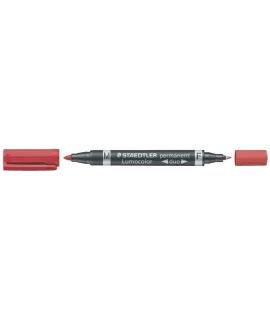 Staedtler Lumocolor 348 Rotulador Permanente de Doble Punta - Secado Rapido - Color Rojo