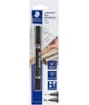 Staedtler Lumocolor 358 Rotulador Permanente de Doble Punta - Trazos de 0.6mm y 1.5mm Aprox - Secado Rapido - Color Negro