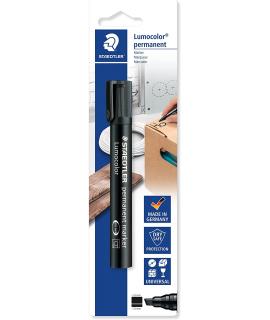 Staedtler Lumocolor 350 Rotulador Permanente con Punta Biselada - Punta 2-5mm - Tinta Antisecado - Recargable - Color Negro