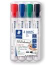 Staedtler Lumocolor 351 Pack de 4 Marcadores para Pizarra Blanca - Secado Rapido - Colores Surtidos