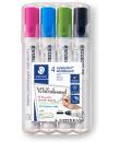 Staedtler Lumocolor 351 Pack de 4 Marcadores para Pizarra Blanca - Secado Rapido - Colores Surtidos