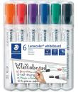 Staedtler Lumocolor 351 Pack de 6 Marcadores para Pizarra Blanca - Secado Rapido - Colores Surtidos