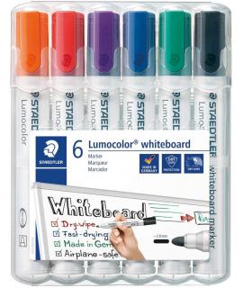 Staedtler Lumocolor 351 Pack de 6 Marcadores para Pizarra Blanca - Secado Rapido - Colores Surtidos