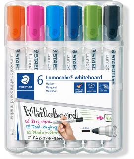 Staedtler Lumocolor 351 Pack de 6 Marcadores para Pizarra Blanca - Secado Rapido - Colores Surtidos