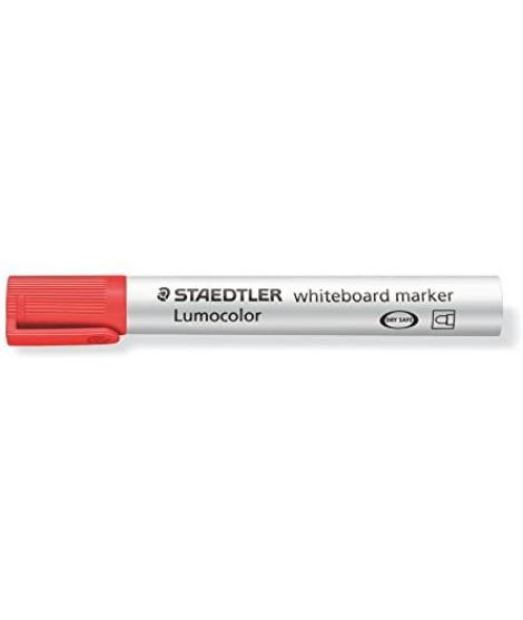 Staedtler Lumocolor 351 Rotulador para Pizarra - Punta Redonda - Trazo 2mm - Capuchon con Clip - Color Rojo