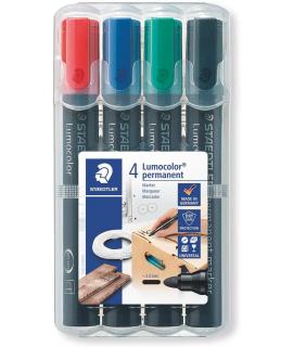 Staedtler Lumocolor 352 Pack de 4 Marcadores Permanentes - Secado Rapido - Colores Surtidos