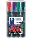 Staedtler Lumocolor 352 Pack de 4 Marcadores Permanentes - Secado Rapido - Colores Surtidos