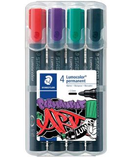 Staedtler Lumocolor 352 Pack de 4 Marcadores Permanentes - Secado Rapido - Colores Surtidos