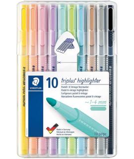 Staedtler Triplus Textsurfer 362 Pack de 10 Marcadores Fluorescentes - Trazo 1 - 4mm Aprox - Tina Base de Agua - Colores Surtido