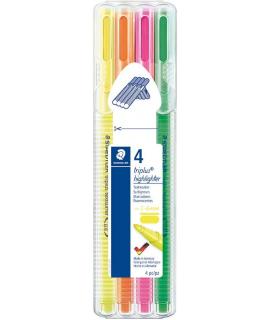 Staedtler Triplus Textsurfer 362 Pack de 4 Marcadores Fluorescentes - Trazo 1 - 4mm Aprox - Tina Base de Agua - Colores