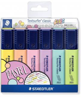 Staedtler Textsurfer Classic 364 Pack de 6 Marcadores Fluorescentes - Secado Rapido - Trazo 1 - 5mm Aprox - Colores Surtidos