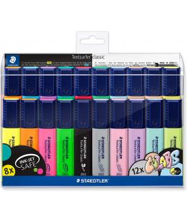 Staedtler Textsurfer Classic 364 Pack de 20 Marcadores Fluorescentes - Punta Biselada - Trazo entre 1 - 5mm - Tinta con Base de 