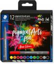 Staedtler 371 Pack de 12 Rotuladores Punta de Pincel Suave - Colores Vivos y Brillantes - No Amarillea con el Paso del Tiempo - 