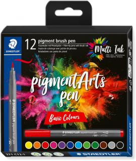 Staedtler 371 Pack de 12 Rotuladores Punta de Pincel Suave - Colores Vivos y Brillantes - No Amarillea con el Paso del Tiempo - 