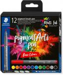 Staedtler 371 Pack de 12 Rotuladores Punta de Pincel Suave - Colores Vivos y Brillantes - No Amarillea con el Paso del Tiempo - 