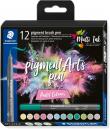 Staedtler 371 Pack de 12 Rotuladores Punta de Pincel Suave - Colores Vivos y Brillantes - No Amarillea con el Paso del Tiempo - 