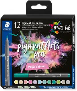 Staedtler 371 Pack de 12 Rotuladores Punta de Pincel Suave - Colores Vivos y Brillantes - No Amarillea con el Paso del Tiempo - 