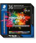 Staedtler 371 Pack de 36 Rotuladores Punta de Pincel Suave - Colores Vivos y Brillantes - No Amarillea con el Paso del Tiempo - 