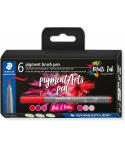 Staedtler 371 Pack de 6 Rotuladores Punta de Pincel Suave - Colores Vivos y Brillantes - No Amarillea con el Paso del Tiempo - N