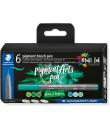 Staedtler 371 Pack de 6 Rotuladores Punta de Pincel Suave - Nueva Tinta Multi Ink - Pigmentos de Primera Calidad - Colores