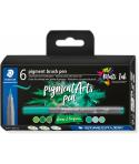 Staedtler 371 Pack de 6 Rotuladores Punta de Pincel Suave - Colores Vivos y Brillantes - No Amarillea con el Paso del Tiempo - N