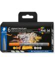 Staedtler 371 Pack de 6 Rotuladores Punta de Pincel Suave - Colores Vivos y Brillantes - No Amarillea con el Paso del Tiempo - N