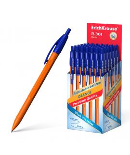 Erichkrause R-301 Naranja Matic Boligrafo Retractil Punta 0.7mm - Cuerpo Hexagonal Opaco - Tinta de Secado Rapido - Color Azul