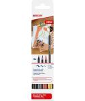 Edding 1340 Brush Pack de 4 Rotuladores - Punta Pincel Flexible - Trazo 1-3mm - Tinta con Base de Agua - Colores Oro, Negro,