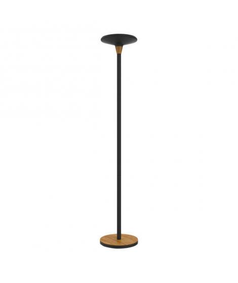 Unilux Lampara de Pie LED Baly Bamboo Negra - Diseño Elegante de Bambu - Iluminacion LED Eficiente - Altura Ajustable - Base Res