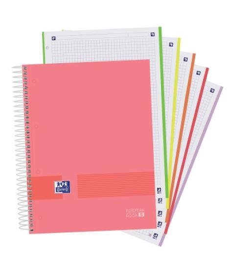 Oxford Europeanbook 5 Oxford & You Pack de 5 Cuadernos Espiral Formato A4+ Cuadriculado 5x5 - 120 Hojas Microperforadas con 4