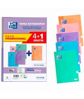 Oxford Classic Write & Erase Pack 4+1 5 Cuadernos Espiral Formato Folio Cuadriculado 4x4mm - 80 Hojas - Tapas Extraduras con