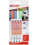 Edding 4085 Basicos Pack de 4 Rotuladores de Tiza Liquida - Punta Redonda - Trazo 1-3mm - Olor Neutro - Colores Blanco, Azul, Ve