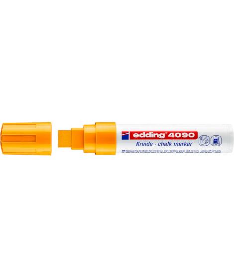 Edding 4090 Rotulador de Tiza Liquida - Punta Biselada - Trazo entre 4 y 15mm - Olor Neutro - Color Naranja Neon