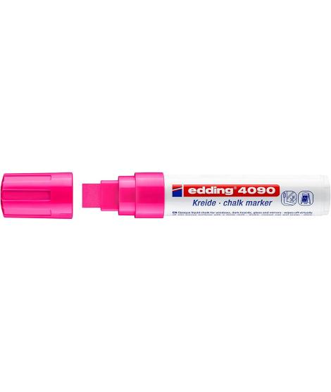 Edding 4090 Rotulador de Tiza Liquida - Punta Biselada - Trazo entre 4 y 15mm - Olor Neutro - Color Rosa Neon